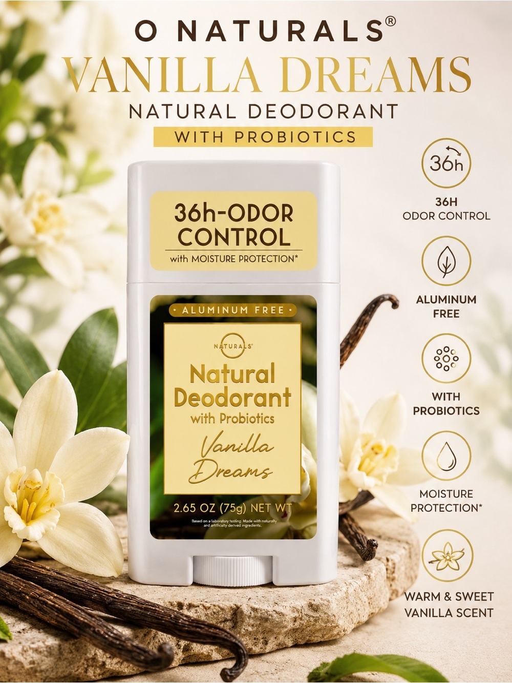 Vanilla Dreams Natural Deodorant – Vanilla Scent (White) new in box